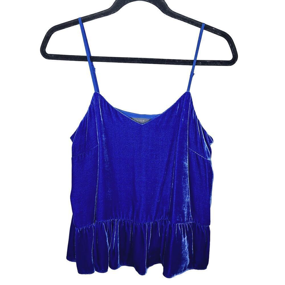 J. Crew Velvet Camisole Peplum Tank Top 8 Silk Blend Holiday Ruffle Strappy